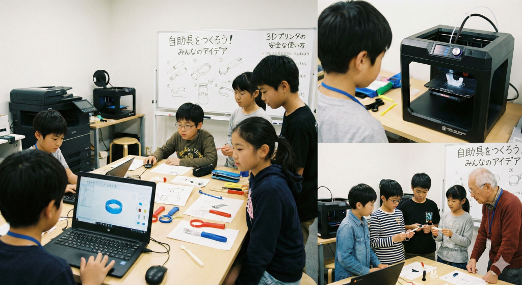 3Dプリンタで自助具をつくる活動に参加する人々